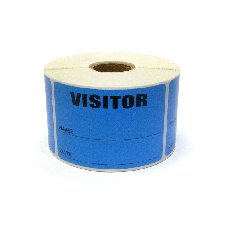 NextDayLabels - 3 x 2 Visitor Labels Pass, ID Labels and Safety Identification Badge Stickers 500 Per Roll (Fluorescent Blue) - Image 1
